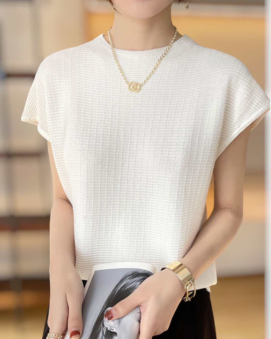 Lena Calm Ribbed Knit Tee