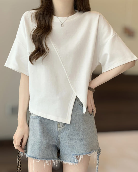 Luna Drape Cotton Panel T-Shirt