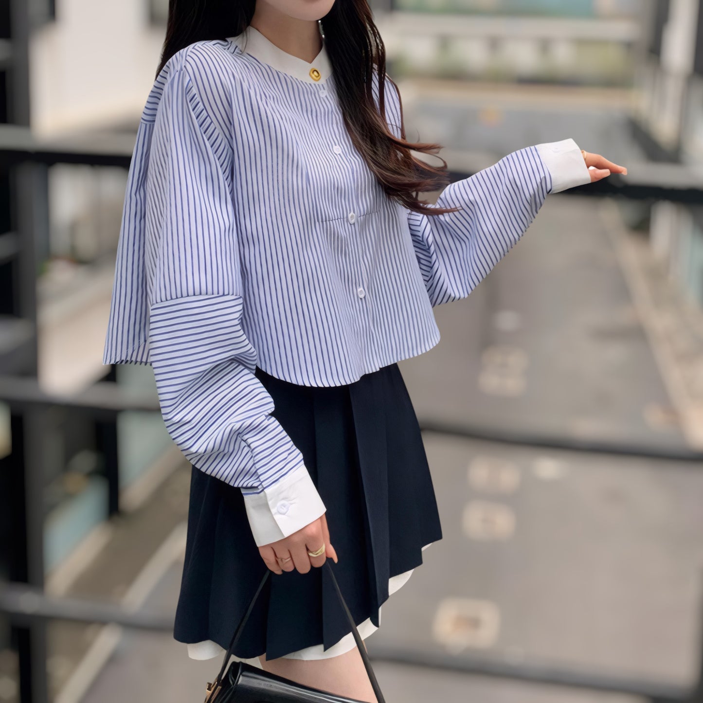 Lia Soft Stripe Cuff Blouse