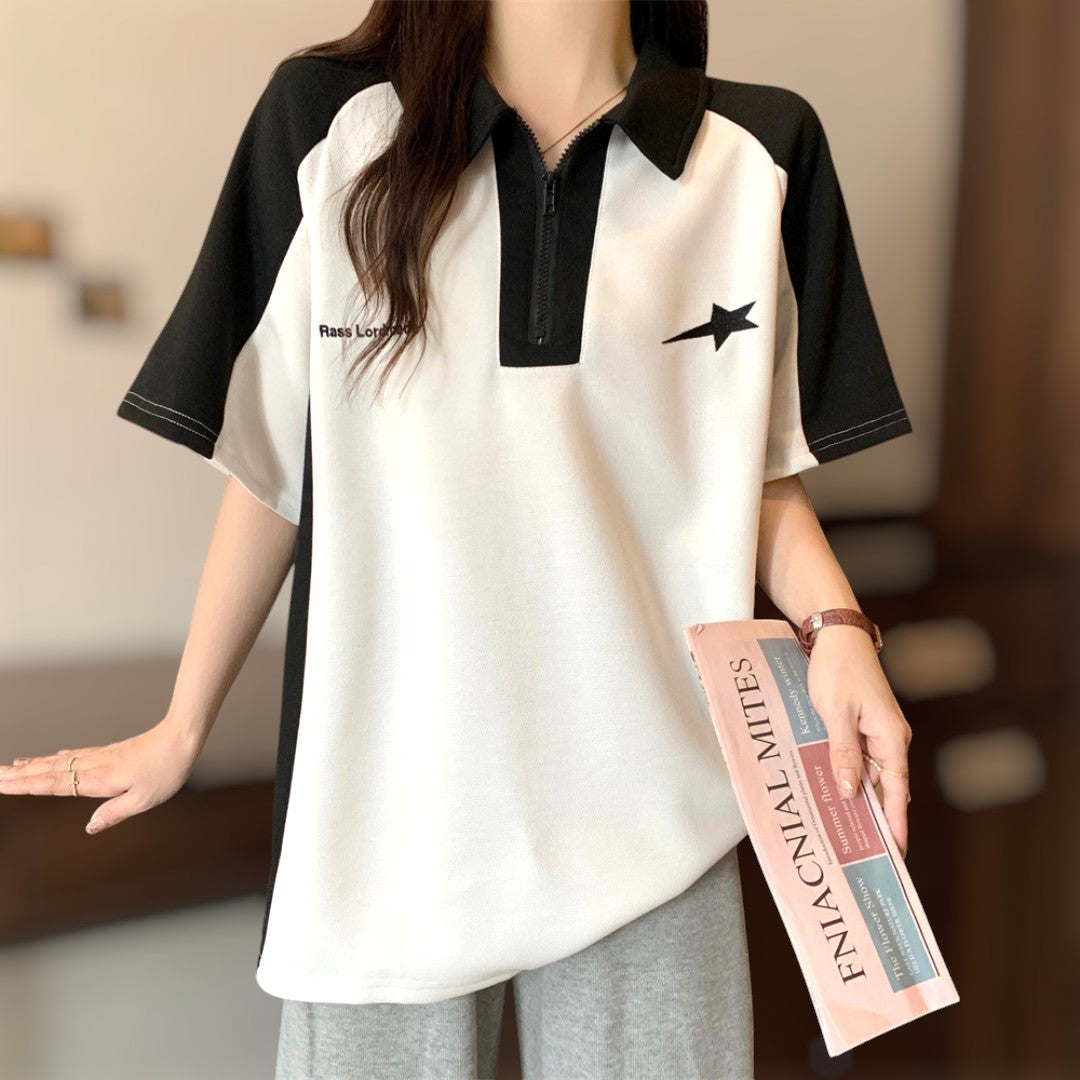 Lyra Contrast Zip Polo T-Shirt