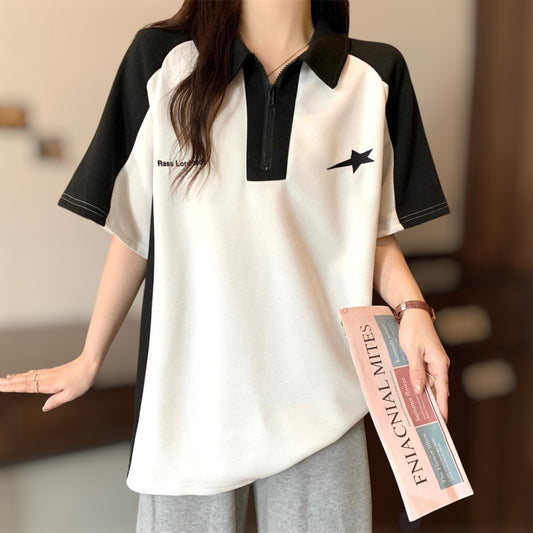 Lyra Contrast Zip Polo T-Shirt