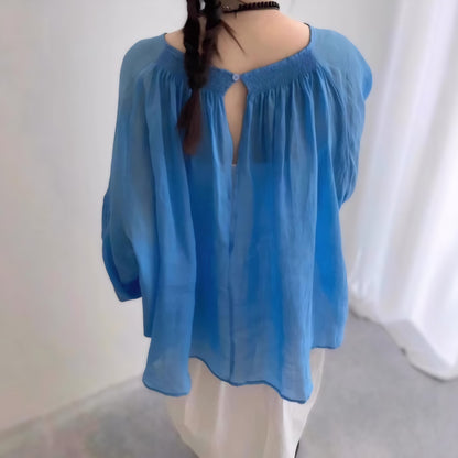 Azure Breeze Gather Blouse