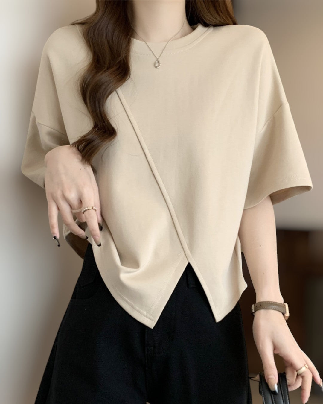 Luna Drape Cotton Panel T-Shirt