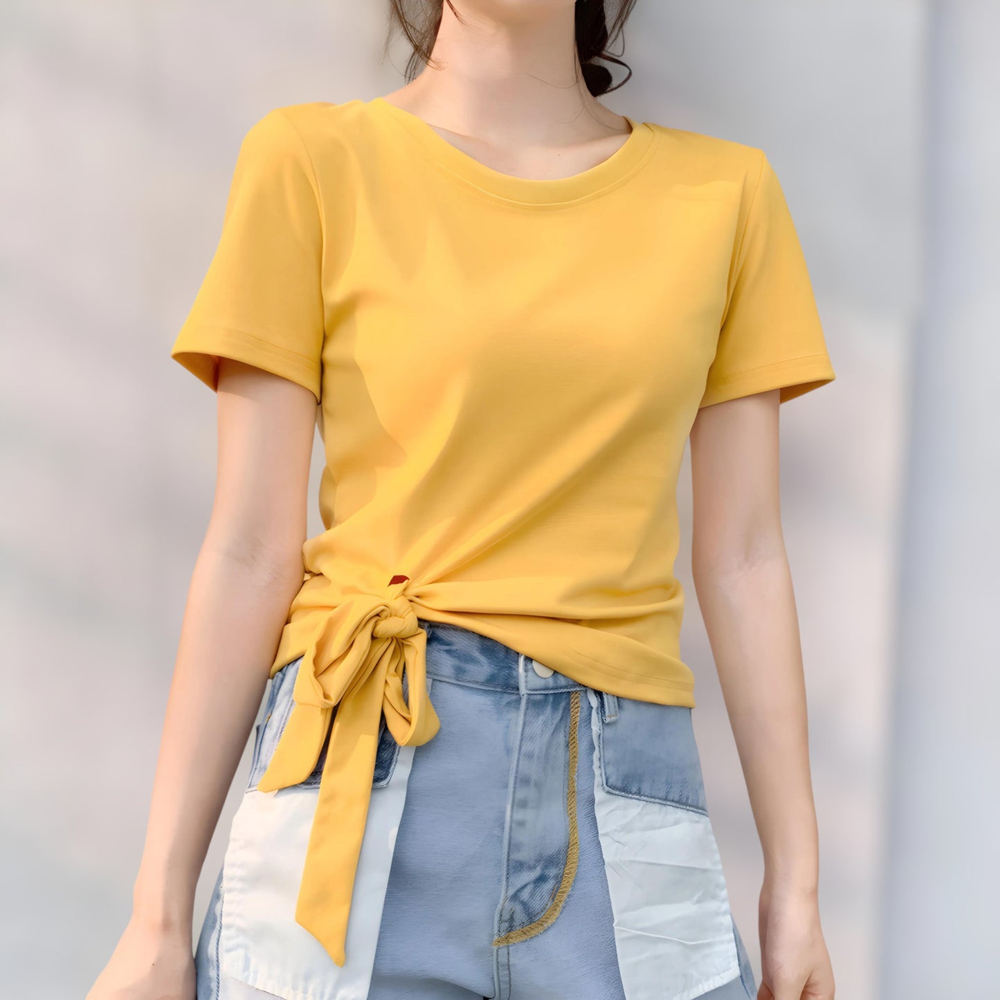 Serene Bow Side Cotton T-Shirt