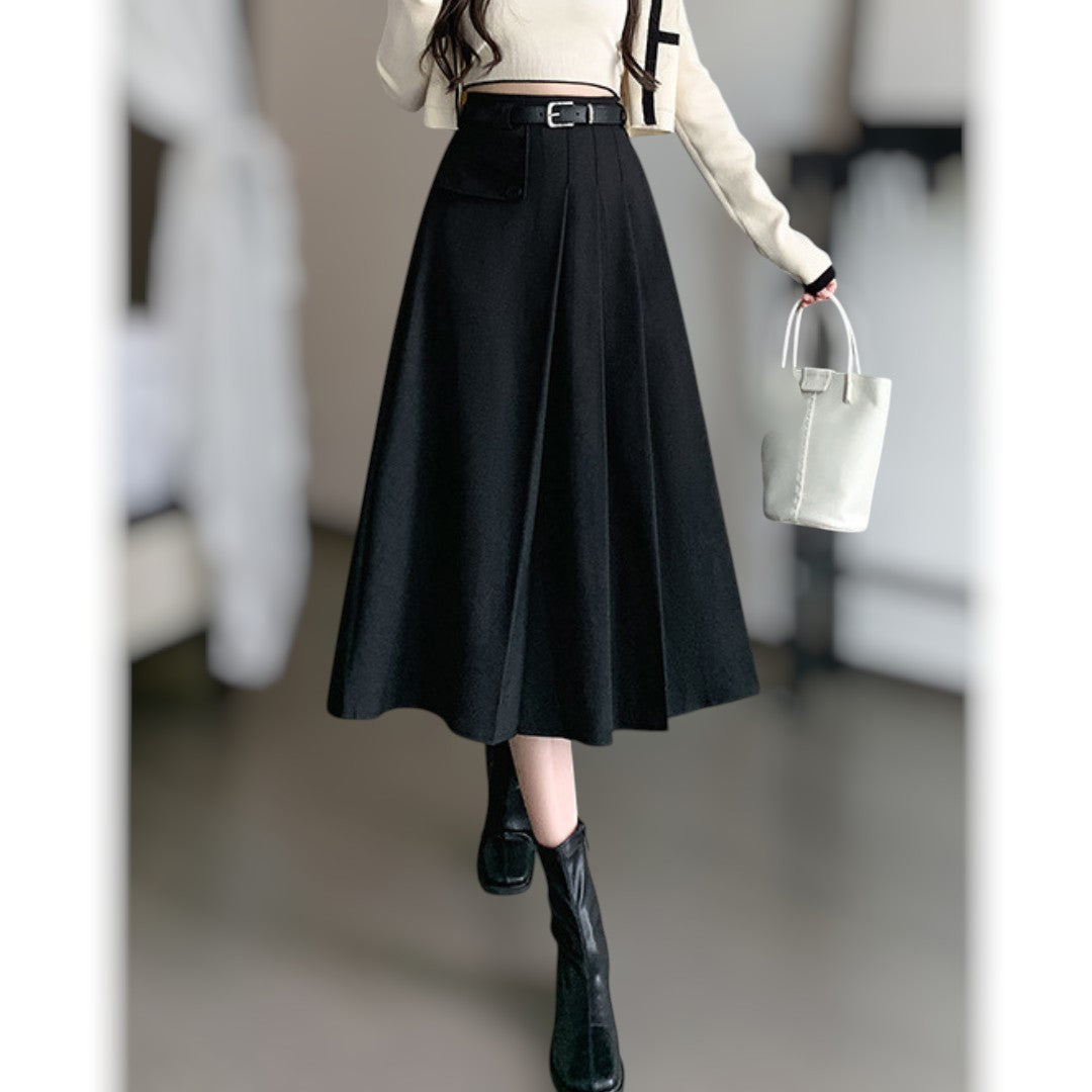 Vera Soft Pleat Belted Skirt