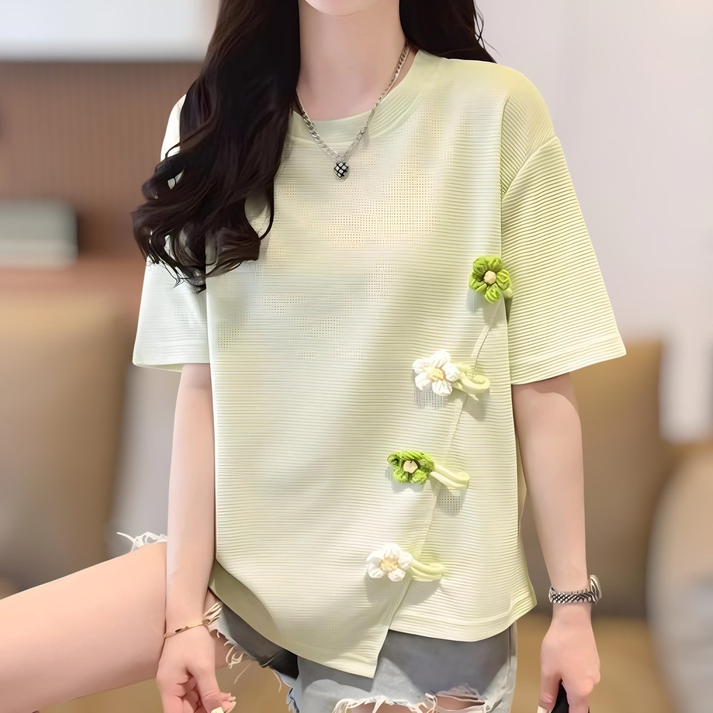 Daisy Knot Side Waffle T-Shirt
