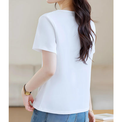 Mila Pleat Button T-Shirt