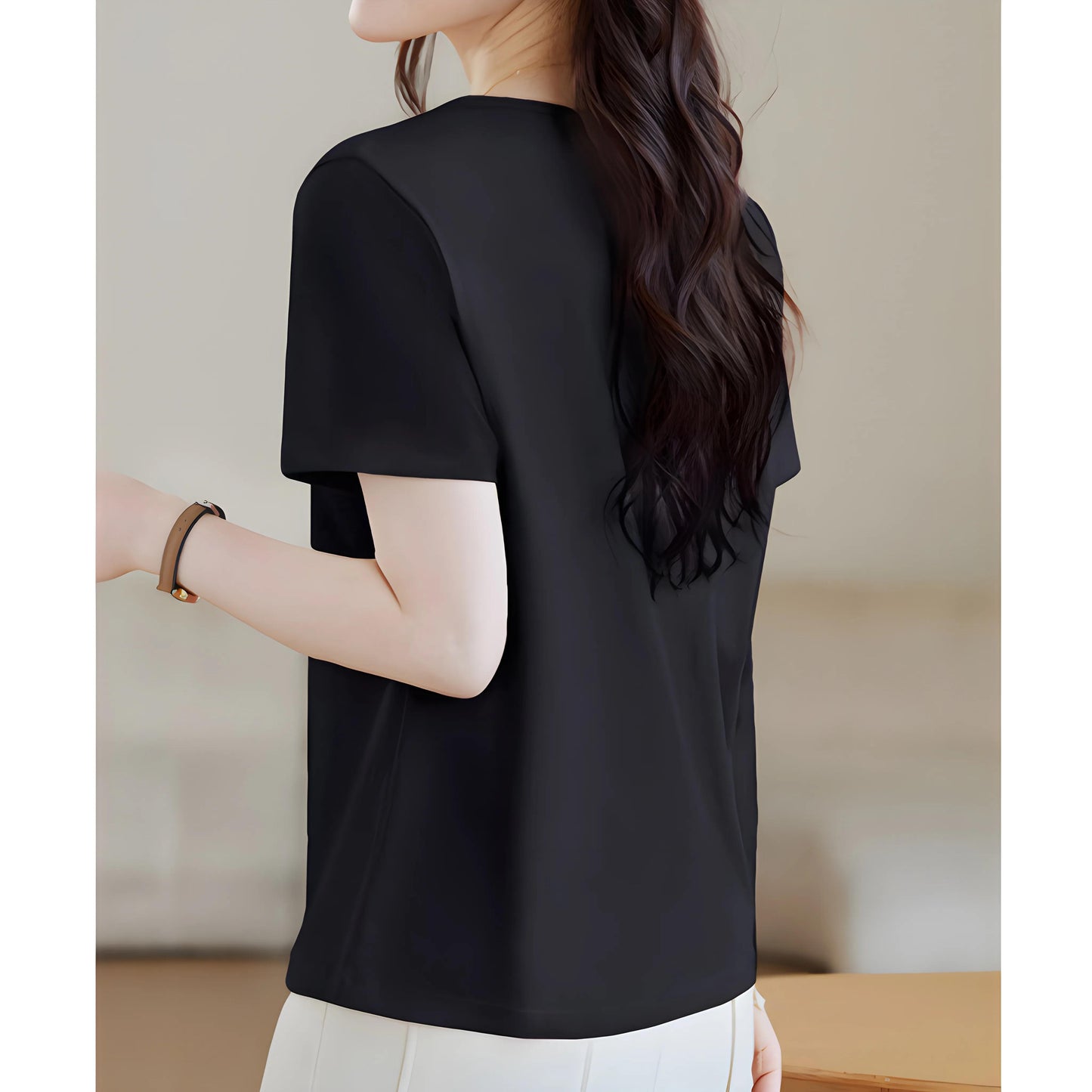 Mila Pleat Button T-Shirt