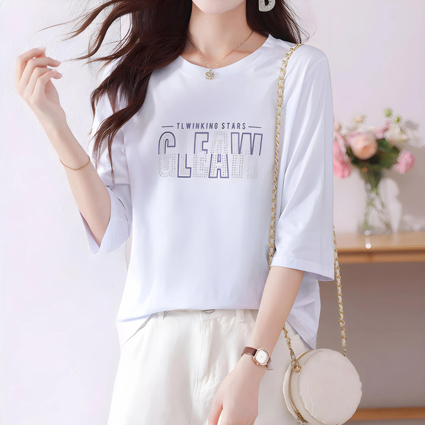 Lyra Glow Text Half Sleeve T-Shirt