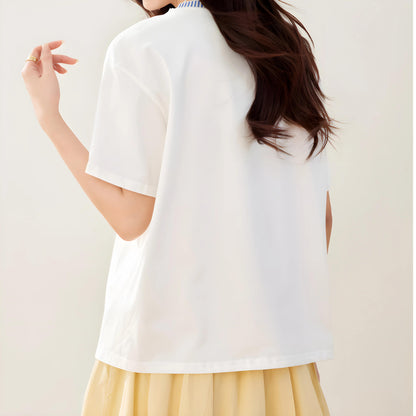 Serena Tie Trim Cotton T-shirt