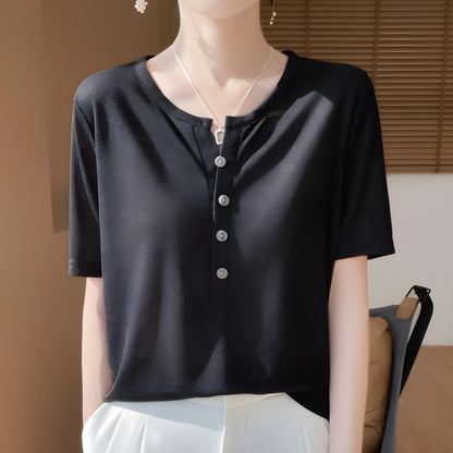 Aline Shell Button T-Shirt