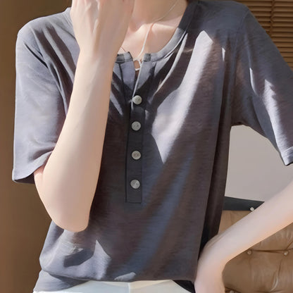 Aline Shell Button T-Shirt