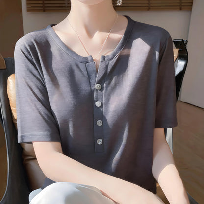 Aline Shell Button T-Shirt