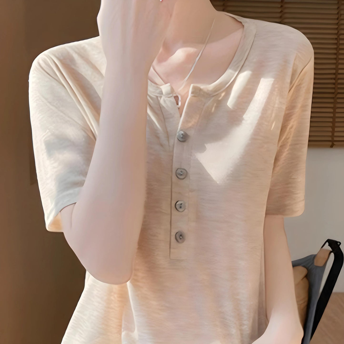 Aline Shell Button T-Shirt