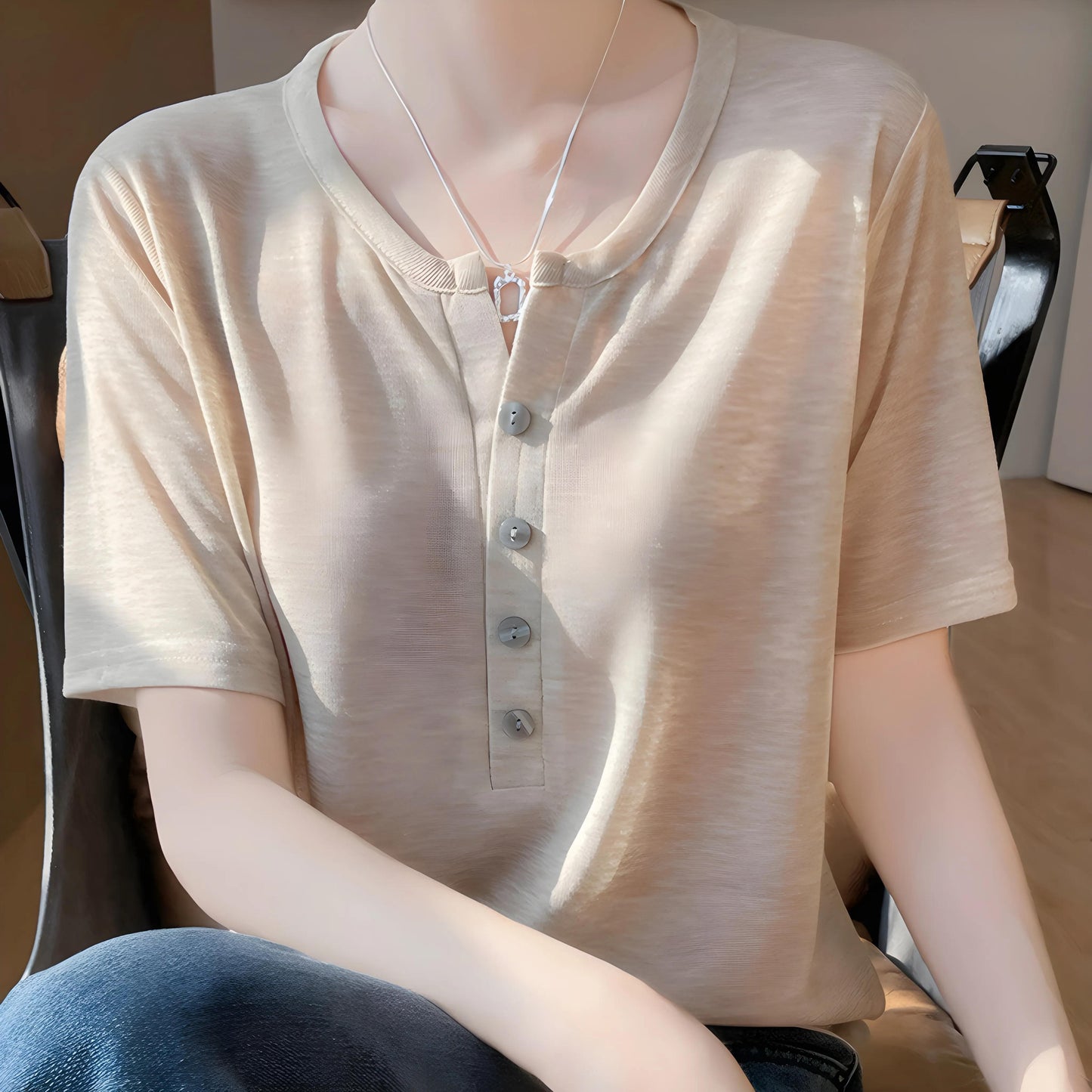 Aline Shell Button T-Shirt