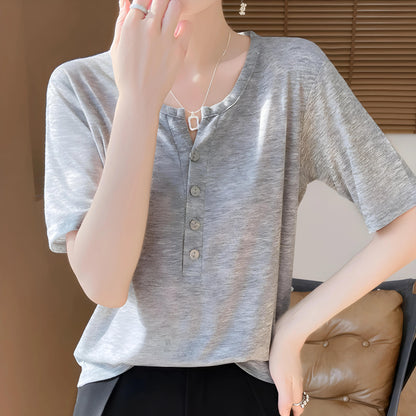 Aline Shell Button T-Shirt