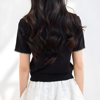 Eline Bow Script Knit T-Shirt