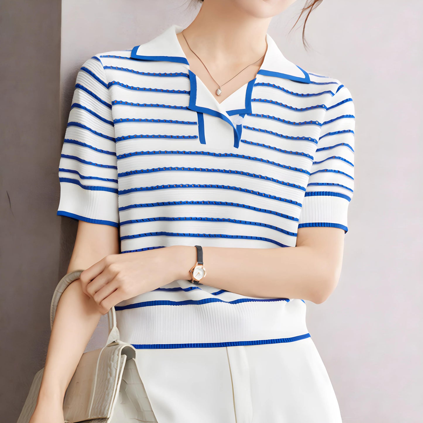 Mira Ease Stripe Polo T-Shirt