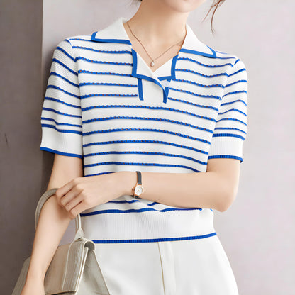 Mira Ease Stripe Polo T-Shirt