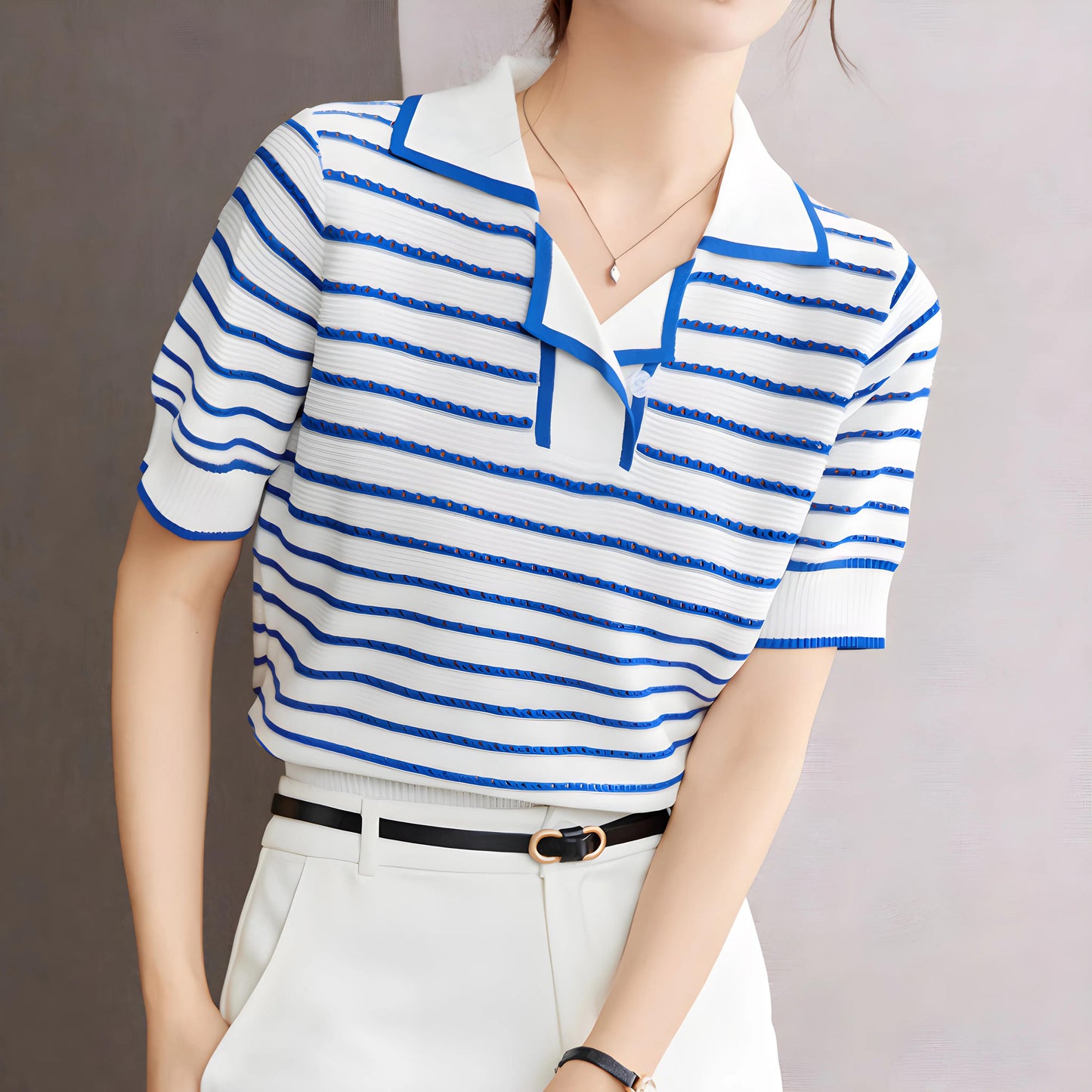 Mira Ease Stripe Polo T-Shirt