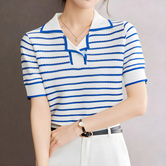 Mira Ease Stripe Polo T-Shirt