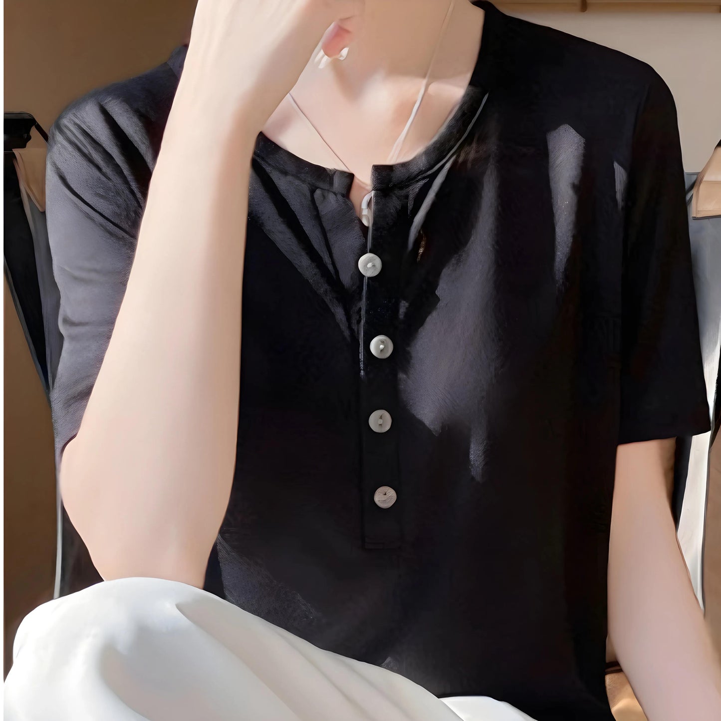 Aline Shell Button T-Shirt