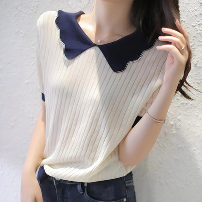 Lysa Wave Collar Knit Top