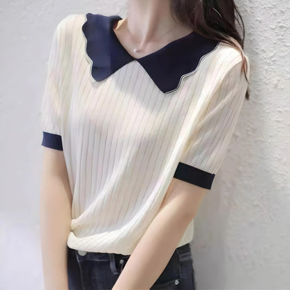 Lysa Wave Collar Knit Top