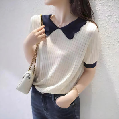 Lysa Wave Collar Knit Top