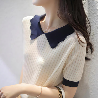 Lysa Wave Collar Knit Top