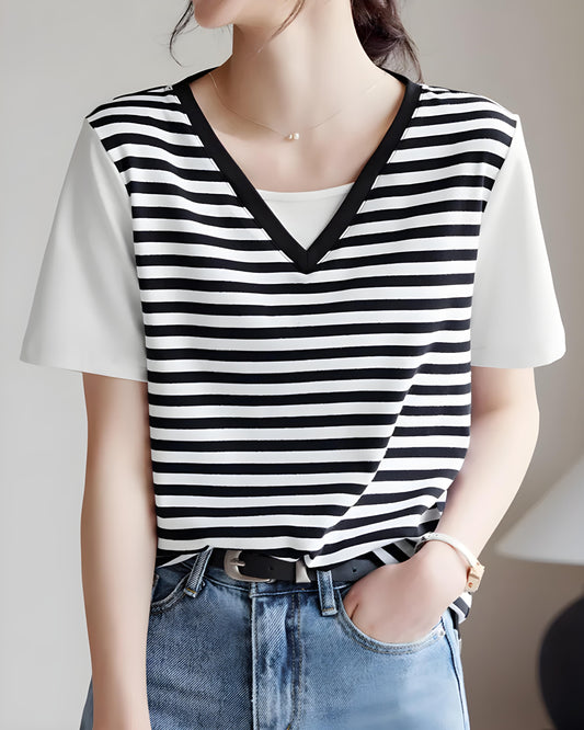 Arden Stripe Panel Layer T-Shirt