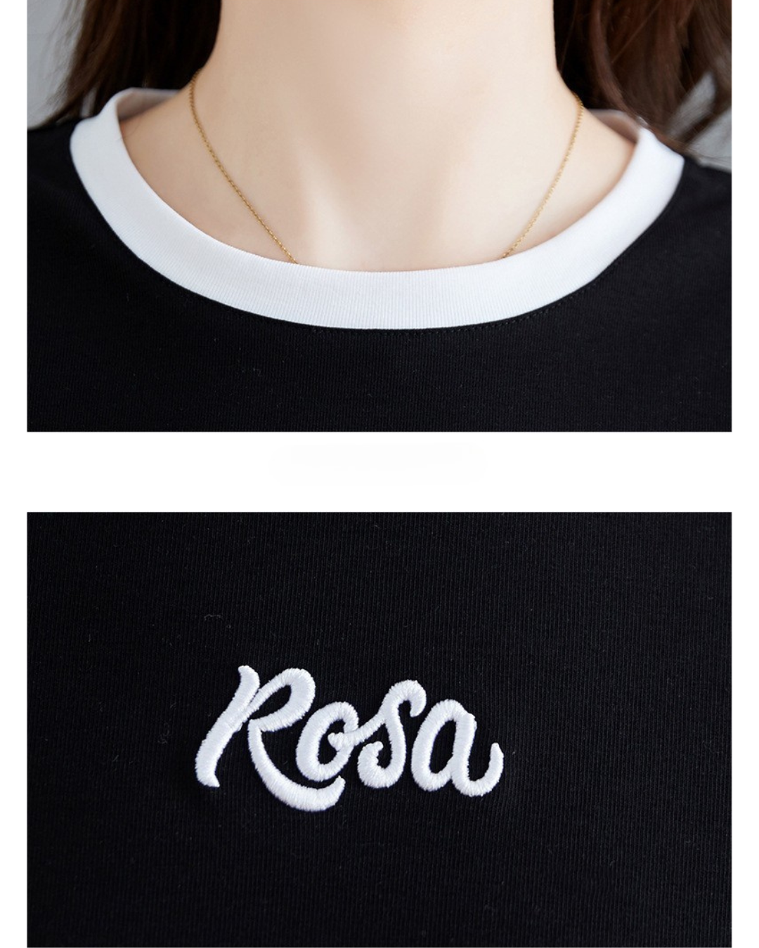 Rosa Contrast Trim Cotton T-Shirt