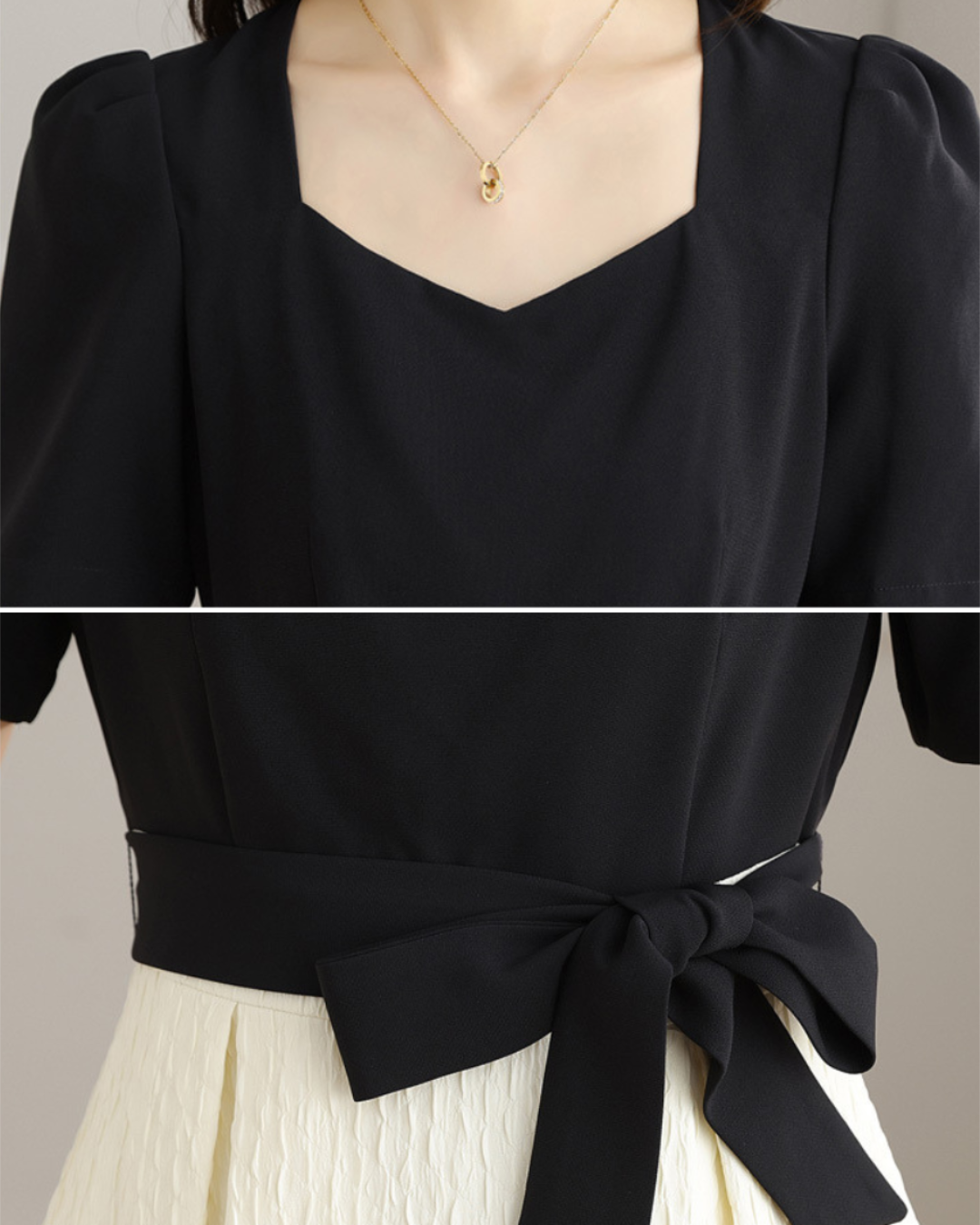 Vivian Contrast Bow Midi Dress
