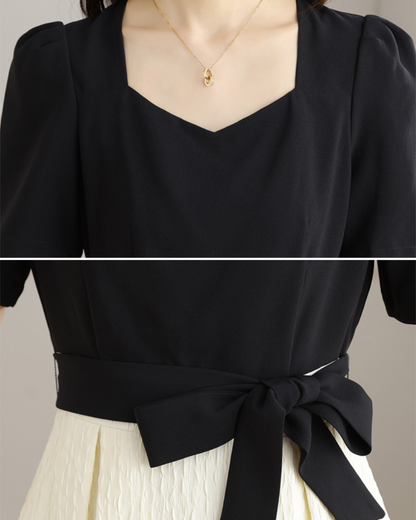 Vivian Contrast Bow Midi Dress