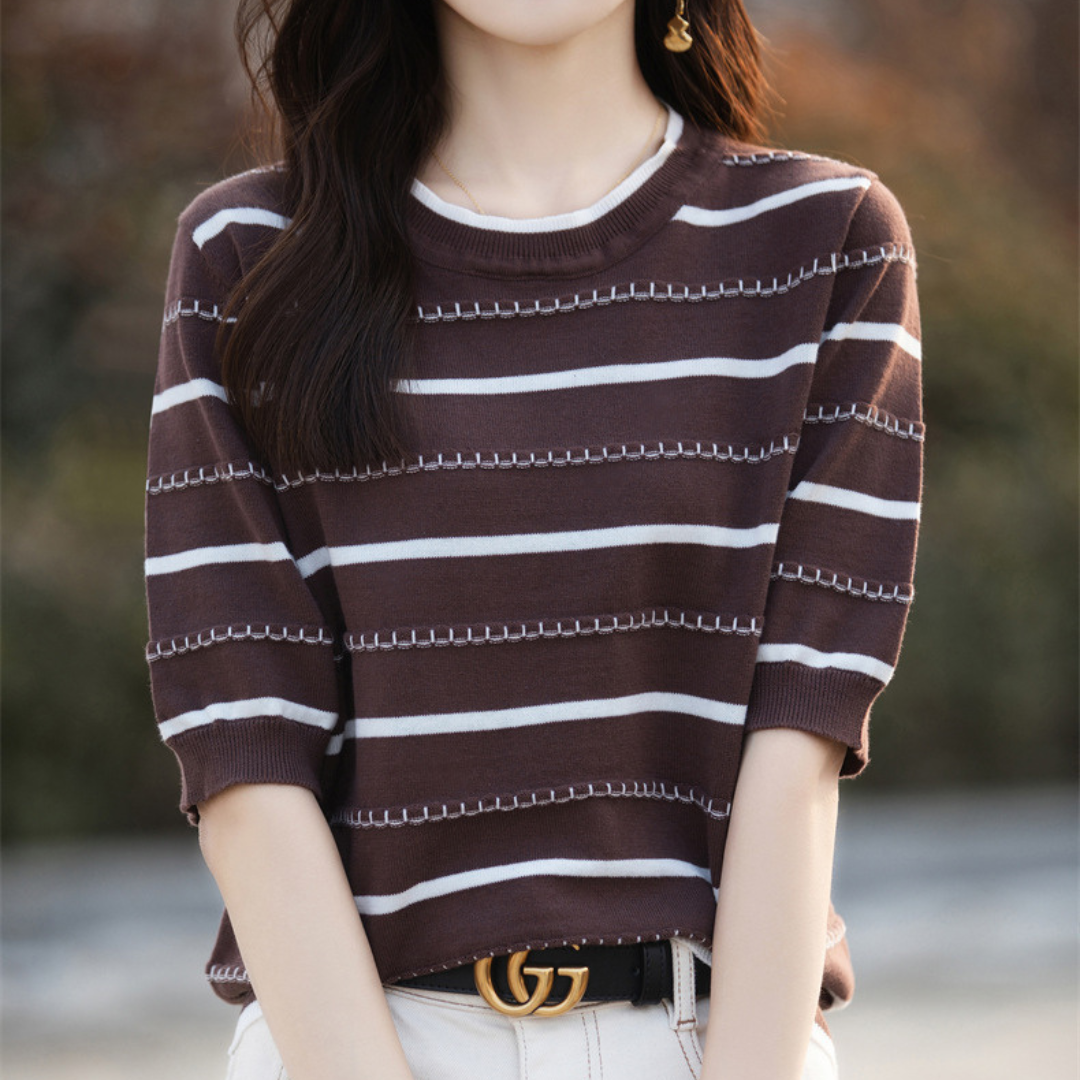 Celine Stitch Stripe Knit Top