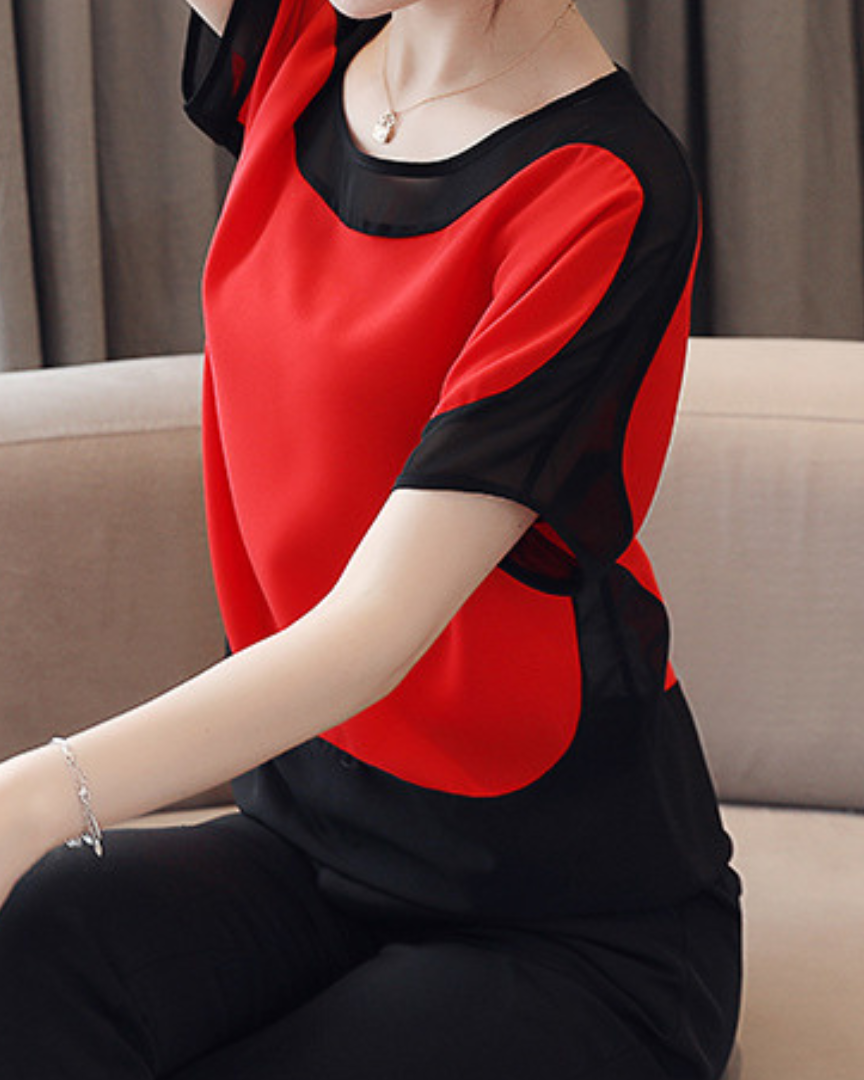 Mira Soft Contrast Flow Shirt