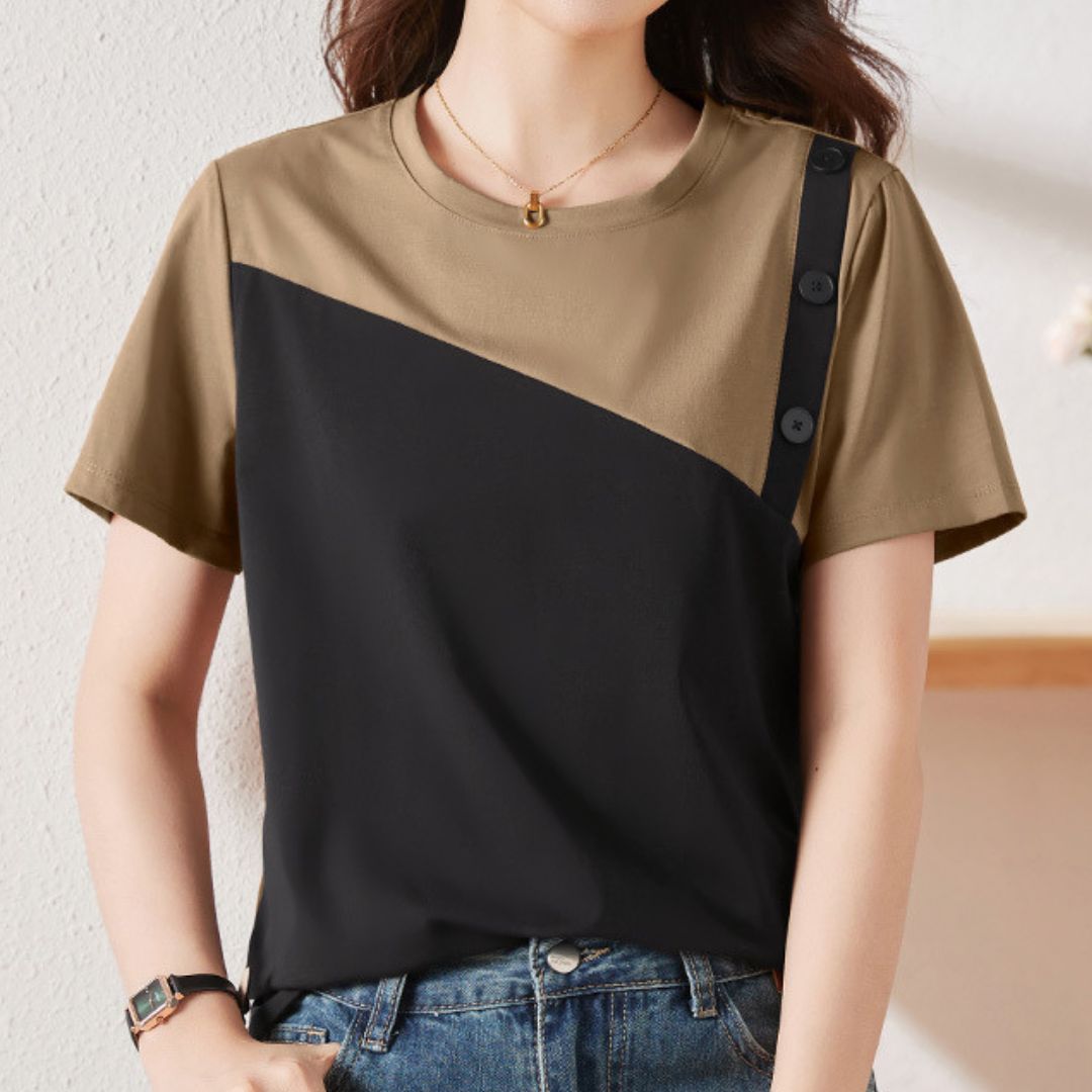 Mira Diagonal Button T-Shirt