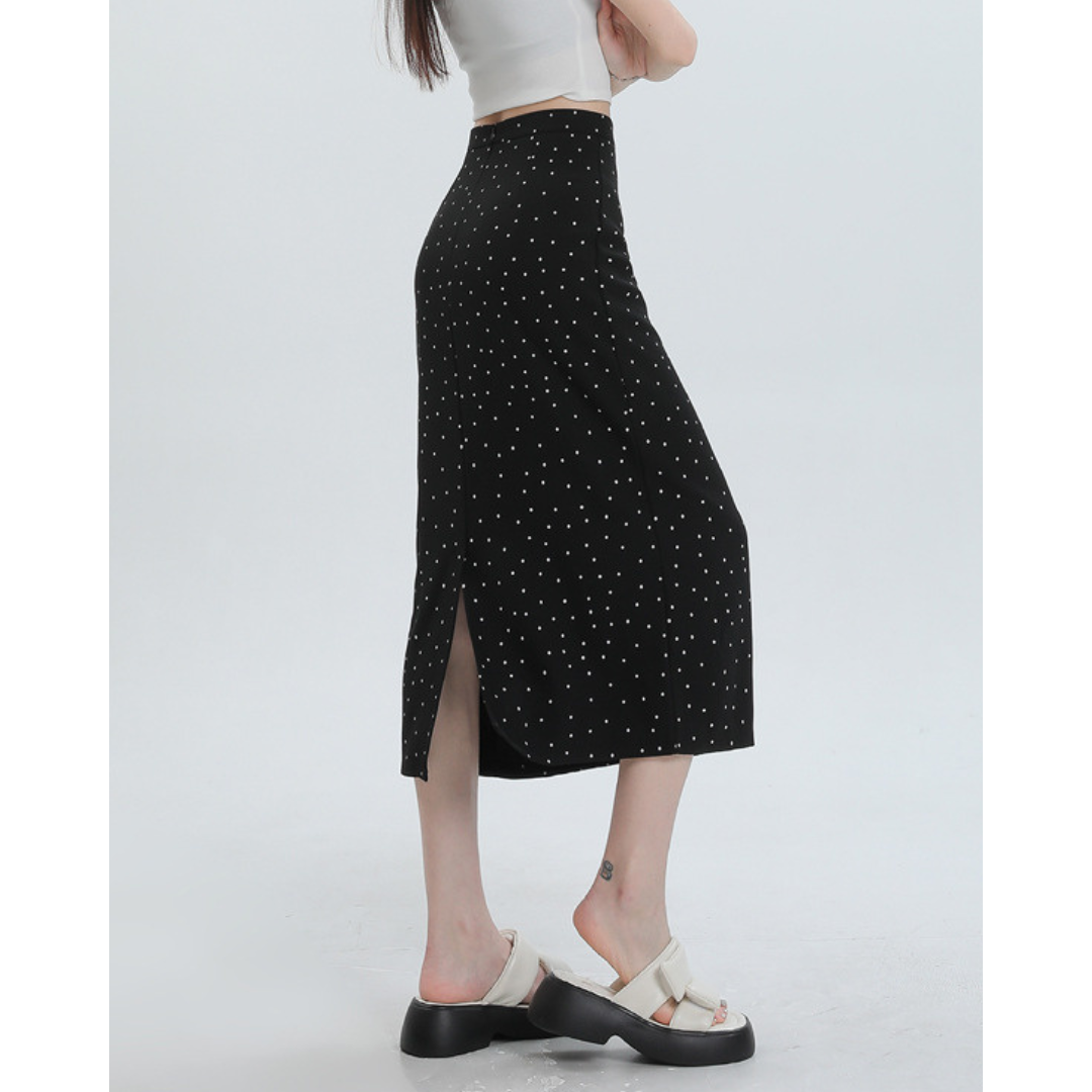 Eloise Dot Slit Midi Skirt