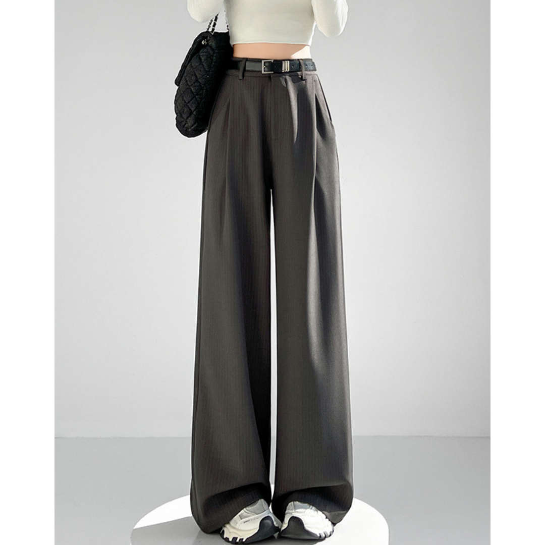 Amira Pinstripe Belted Trousers