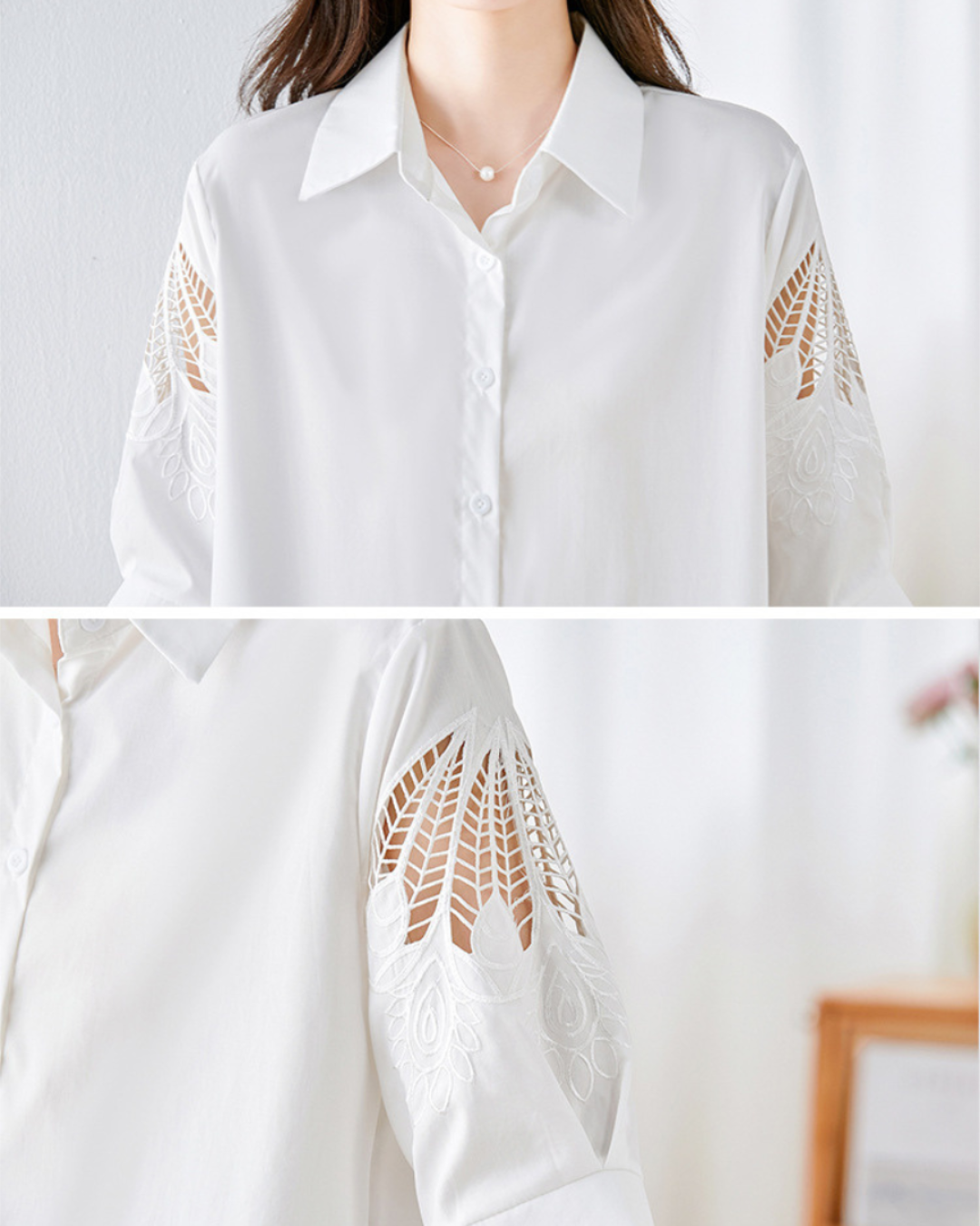 Isla Breeze Embroidered Sleeve Shirt