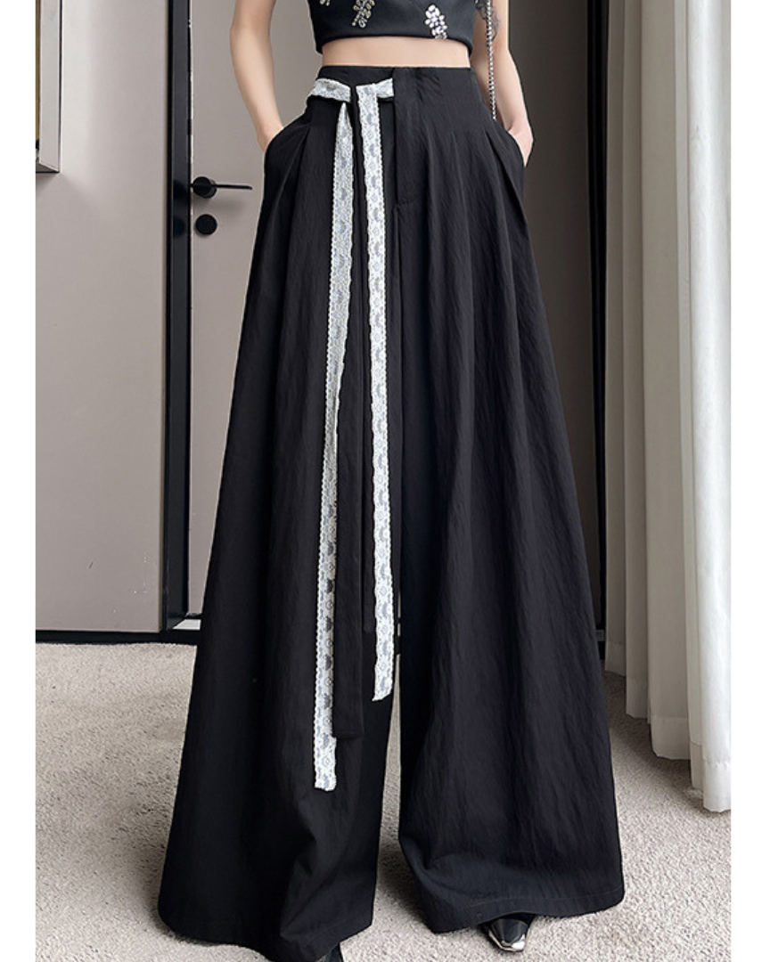 Mira Lace Tie Wide Trousers