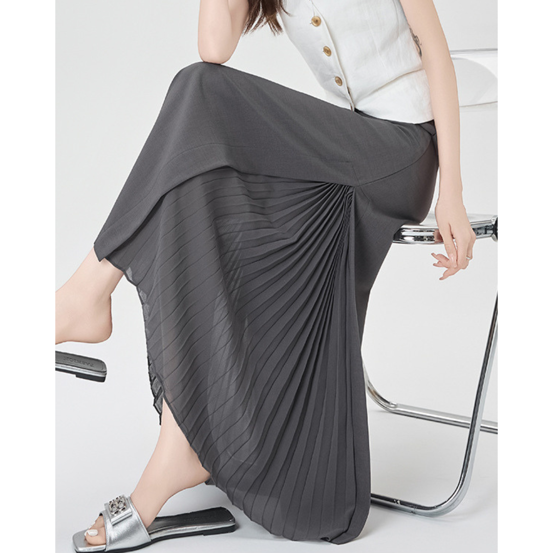 Lina Sheer Panel Midi Skirt