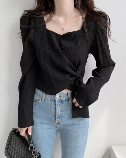 Celine Drape Waist Tie Blouse