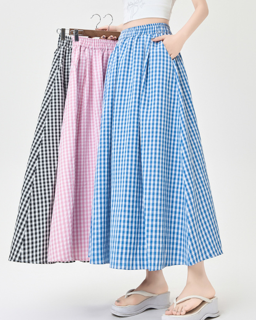 Mira Gingham Ease Maxi Skirt