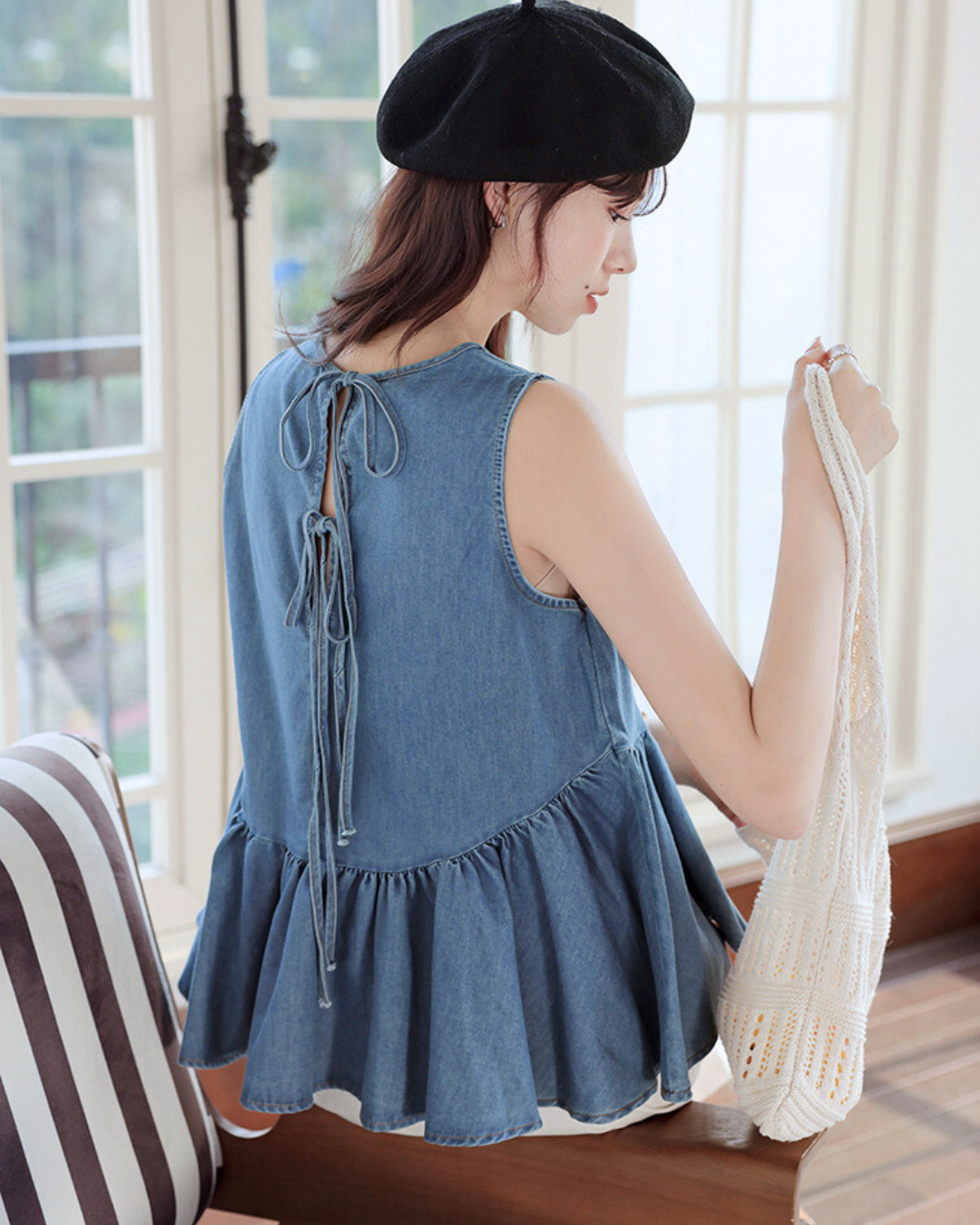 Lora Soft Tie Peplum Top
