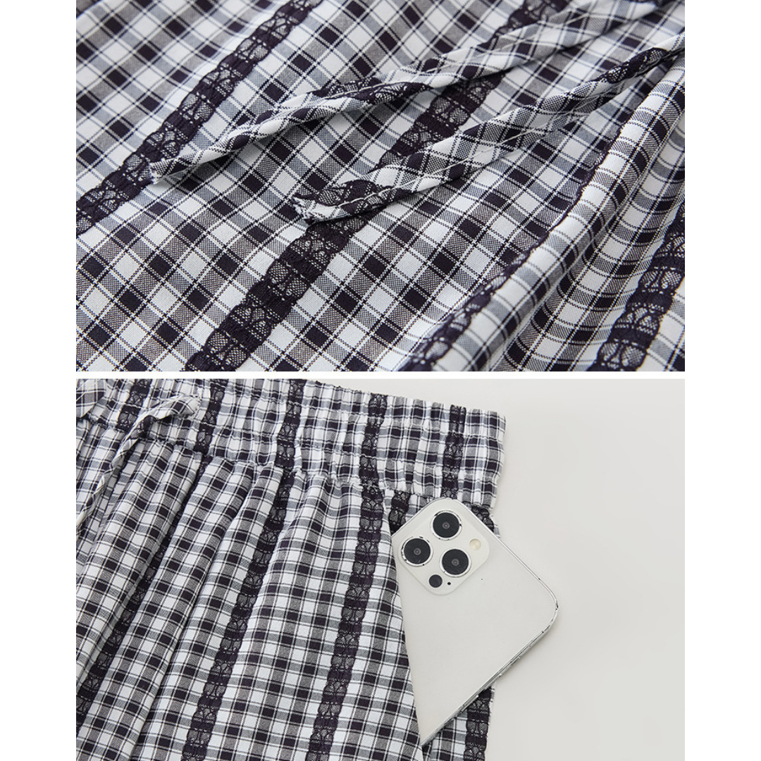 Tilda Gingham Lace Trim Pants