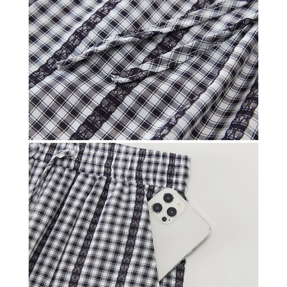 Tilda Gingham Lace Trim Pants