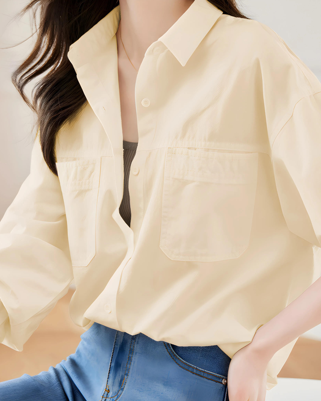 Lina Flow Cotton Pocket Shirt