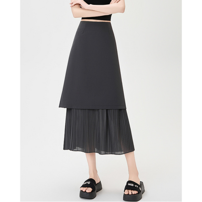 Mina Pleat Layer Midi Skirt