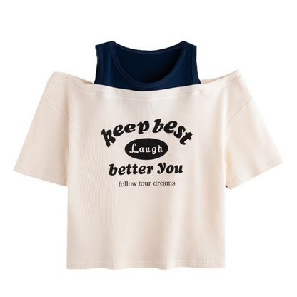 Lara Off-Shoulder Waffle T-Shirt
